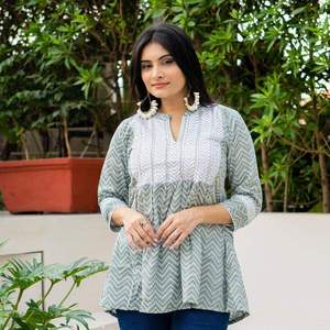 Essential Cotton Short Top Comfortable Soft Fabric Casual Everyday Wear Modern Womens Style Maruti Fashion Indian Kurta/<b>Kurti</b> - Product Image 2