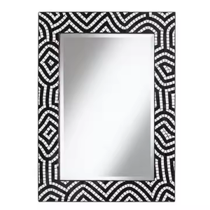 Cadre de miroir incrusté d'os avec nacre pour salle de bain décoration murale maison hôtel restaurant par croissant artisanat - Product Image 1