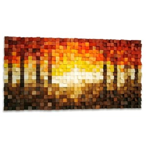 Ember Awakening Wood Mosaic Wall Decor Letreros de pared de madera Diseño de mosaico único para la decoración del hogar - Product Image 1
