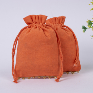 Recipiente de joyería biodegradable de algodón naranja hecho a mano con logotipo personalizado, embalaje de regalo con cordón indio para organizar joyas - Product Image 5