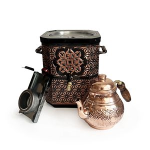 Antique 3L Copper Samovar Tea <b>Boiler</b> Middle Eastern Design Eco-Friendly Nostalgic Gel Fuel for Coffee & Tea Varnished Set - Product Image 6