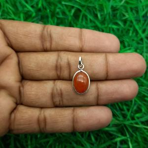 Pendentif fin en argent sterling 925 fabriqué à la main Pierre précieuse de cornaline ovale de haute qualité avec diamant à dos plat Conception de bijoux unique - Product Image 6