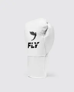 Gants de boxe professionnels Fly White Logo personnalisé Tous gants de boxe en cuir blanc pour l'entraînement, le combat et l'entraînement avec sac lourd - Product Image 2