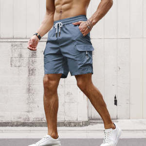 Short de jogging athlétique décontracté solide pour hommes Short d'entraînement léger respirant à séchage rapide évacuation de l'humidité taille élastique pour - Product Image 1