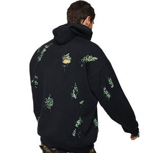 Nueva llegada de secado rápido cómodo tejido básico algodón mezclado sudaderas con capucha salida de fábrica High Street hombres sudaderas con capucha desgastadas - Product Image 6
