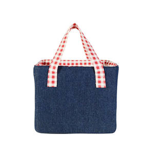 Customized Double Sided Women's Eco Friendly Shopping <b>Bag</b> Plaid Canvas Handbag Black <b>Tote</b> <b>Bag</b> - Product Image 1