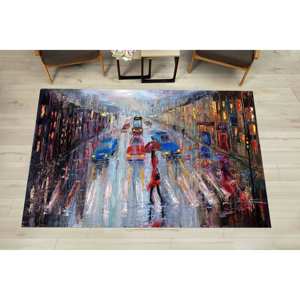 Cityscape Rug: Woman with <b>Red</b> Umbrella, Modern Art Rug,With Pile Soft Rug - Product Image 3