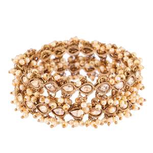 Bracelet en perles de cristal en forme de larme indienne, faux perles, charme, bracelet traditionnel antique, ensemble de bracelets de mariée, bijoux pour femmes - Product Image 6