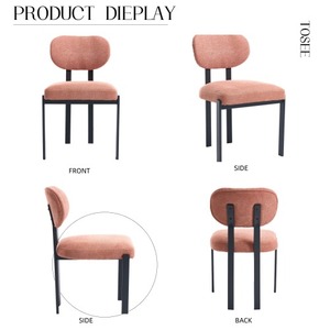 Ensemble de 2 chaises de salle à manger en bouclette douce, chaises de <span class=keywords><strong>cuisine</strong></span> rembourrées avec structure en métal noir mat de style mid-century pour salle à manger, bureau à domicile - Product Image 4