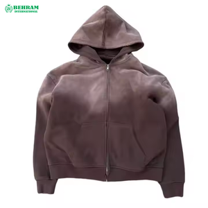 Vente en gros de sweats à capuche zippés unis, coupe classique, 500 Distress, avec broderies, patchs et logos, séchage rapide, respirant, 100% - Product Image 6