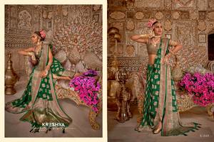 Sari de seda Georgette hermoso de diseñador de color verde con blusa de seda, Sari de desgaste de boda, Sari de desgaste de fiesta. - Product Image 2