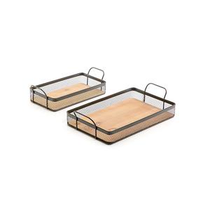 Plateau de service de forme ronde de vente chaude avec la conception de fil de fer et les poignées décoratives pour le plateau de service de restaurant de cuisine d'hôtel - Product Image 2