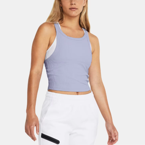 Camiseta sin mangas sin costuras con cuello de barco para mujer Y2k personalizada, camiseta sin mangas de tela de punto deportiva informal, chaleco de verano para mujer, venta al por mayor - Product Image 3