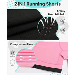 Short de course pour homme à séchage rapide Short noir à double couche pour homme Nouveau pantalon court de musculation d'entraînement sportif pour homme - Product Image 5