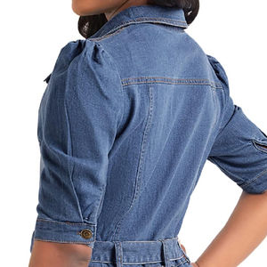 Camisas vaqueras de moda al por mayor para mujer, camisas vaqueras largas de color azul para mujer, Camisa vaquera de diseño adecuado de fábrica de calidad para mujer - Product Image 2