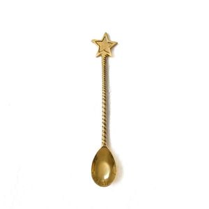 Cuchara de estrella elegante para revolver y servir con mango retorcido Diseño chapado en oro duradero - Product Image 1
