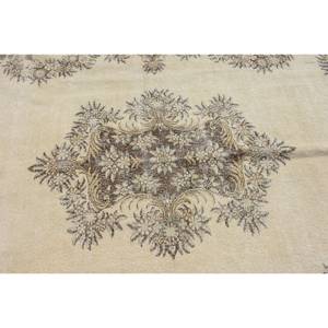 Classic Beige <b>Brown</b> 7.1 X 10.6 ft <b>Wool</b> Rug Patchwork Turkish Design for Entryway Living Bedroom Latex Rectangular Sideboard Rugs - Product Image 5