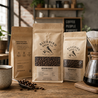 Sacs à café mats noirs AT PACK de 2 lb avec fermeture à lien métallique, emballage personnalisé à soufflets latéraux pour torréfacteurs de café