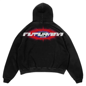 Sweat à capuche tendance avec motif squelette pour couple, streetwear, pull oversize avec imprimé gothique pour homme et femme - Product Image 3