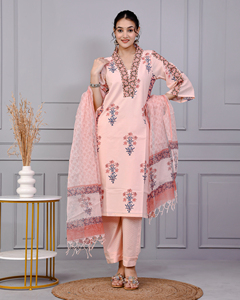 Ensemble de costume en coton Neel Tara avec dupatta Kota Doriya - Product Image 1