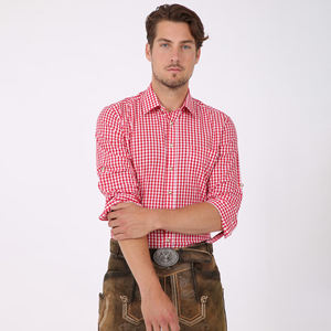 Nuevo estilo tradicional alemán camisa de hombre patrón a cuadros 100% algodón Oktoberfest Lederhosen Trachten otoño temporada cuerno botón - Product Image 1