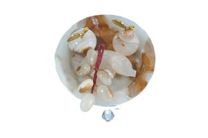 Fruits et assiette en marbre naturel Onyx, ensemble de fruits en marbre de pierre, fruit d'onyx - Product Image 4