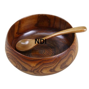 Bol de service pour craquelins de fruits secs et noix arrondis à finition foncée Design attrayant Serveur de nouilles et de soupe Bol en bois - Product Image 1