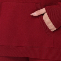 Haut à capuche d'hiver pour femme 2026, en tricot jacquard épais, doublé, coupe oversize, épaules tombantes, style ample, couleur unie, délavé à l'acide sur le devant