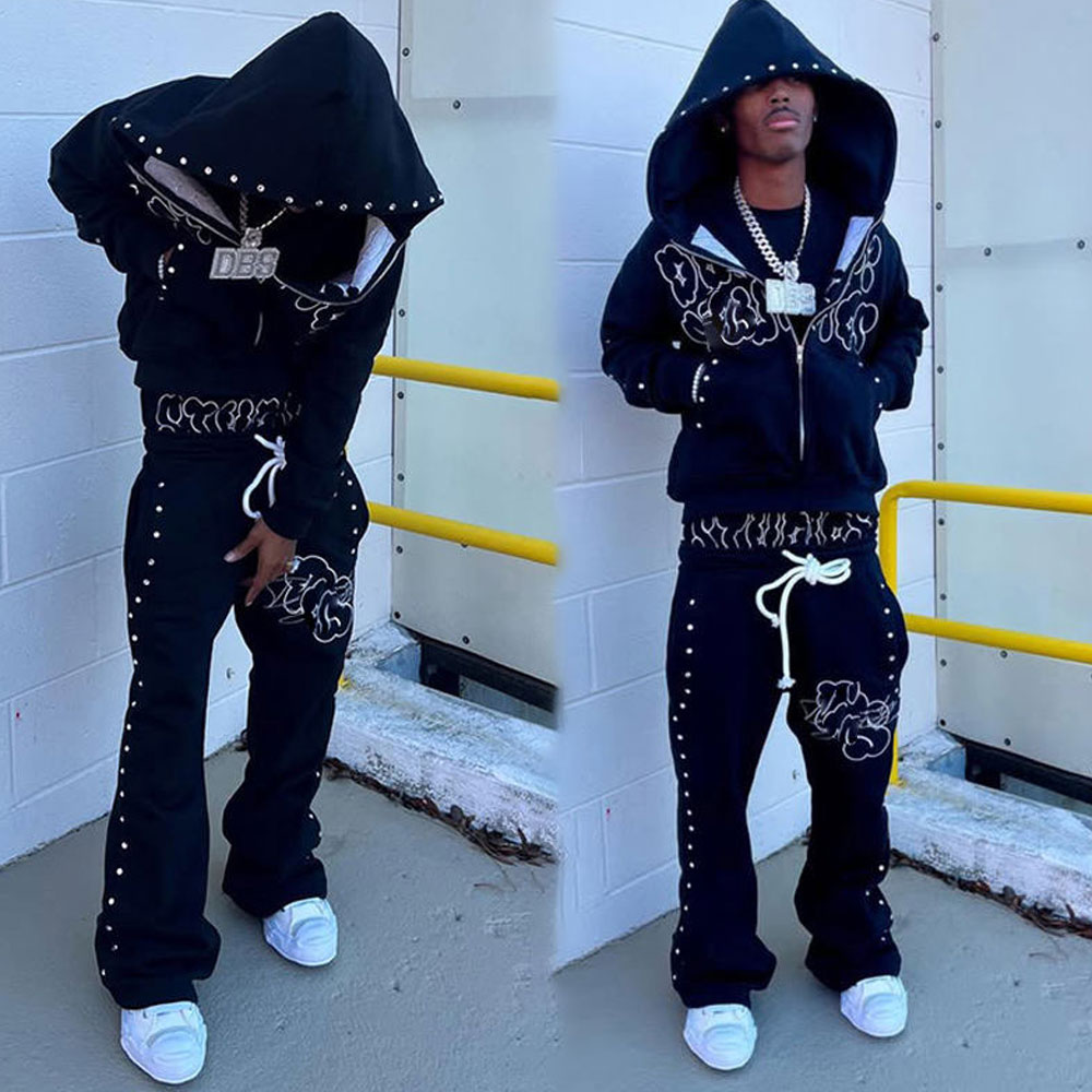 Best Selling Custom Men's Tracksuit No Brand High Street Style Set