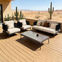 Vente directe d'usine, ensemble de canapés en tissu en forme de L pour jardin de villa moderne en plein air avec table à thé