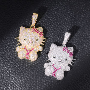 Women's Round Brilliant Cut Diamond Pendant Necklace with Micro Insert <b>Long</b> <b>Box</b> Chain Silver Plated Classic Christian Style - Product Image 3