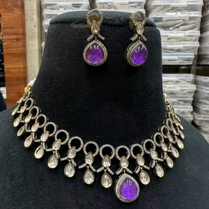 Bijoux indiens plaqué or Designer Polki collier ensemble avec boucles d'oreilles bijoux de mariée pour mariage et fête célébration - Product Image 1