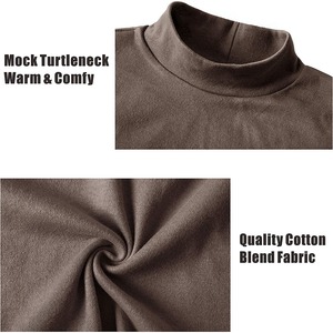 Nouveau couleur unie col roulé mâle mince Slim Fit à manches longues t-shirts décontracté hommes t-shirt hauts - Product Image 4
