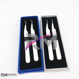 RMI Top Vente En Acier Inoxydable Diamant Grip Pince À Épiler Professionnel Extension De Cils Pince À Épiler Ensemble 5Pcs Miroir Poli Beauté - Product Image 6