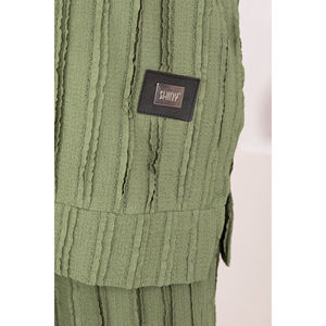 Conjunto Casual de Dos Piezas de Corte Holgado, Color Caqui, Tejido de Algodón, Top Corto y Pantalones Cortos para Primavera, Talla XS, Holgado - Product Image 4