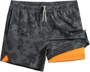 Shorts décontractés pour hommes en gros, nouveau style, shorts de sport et de course 2-en-1 avec poche zippée - Product Image 1