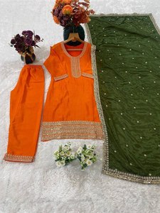 Nueva llegada Top Palazzo Suit Collection Heavy Pure Chinon Fabric con bordado pesado con hilo y trabajo de secuencia para mujeres - Product Image 5