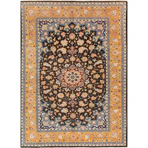 พรมขนสัตว์ผสมไหมถักมือสีน้ำตาลอัลลัมเบจ รุ่น Pae-5087 สำหรับทางเข้าบ้าน ห้องนั่งเล่น ห้องโถง-พรมรูปทรงสี่เหลี่ยมผืนผ้าลายเมดัลเลียน - Product Image 1