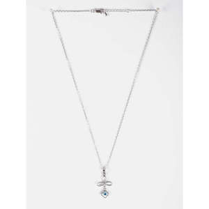 NOVAMART Fine 925 Sterling Silver Evil Eye Flower Pendant <b>Necklace</b> Bezel Setting Rose Gold <b>Ruby</b> Platinum Charm Jewelry Inlay Tec - Product Image 4