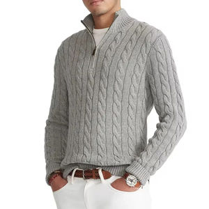 Pull en tricot d'hiver personnalisé pour homme élégant, de haute qualité, épais, à séchage rapide, respirant, chaud, motif uni - Product Image 5