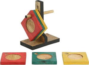 Sous-verre en bois d'acacia naturel de qualité durable, porte-gobelet pour thé, café, boissons - Product Image 6