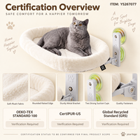 Lit pour chat Yangyangpet en peluche crème, ovale, à fixer sur fenêtre avec ventouses