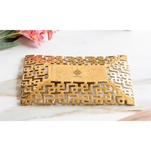 Article décoratif carré mat en laque antique finition laiton IndianArtVilla, 17 pouces-Accent décoratif pour la maison pour les cadeaux - Product Image 5