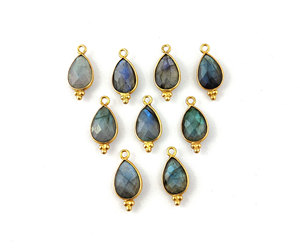 Labradorite naturelle 8x12 poire facettes pierres précieuses mode 925 argent charme au prix de gros - Product Image 1