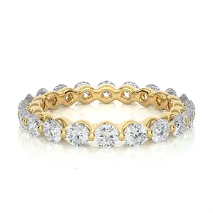 Красивое плавающее бриллиантовое кольцо вечности для помолвки круглой огранки VVS прозрачная лаборатория выращенное бриллиантовое кольцо вечности из чистого золота 14 карат