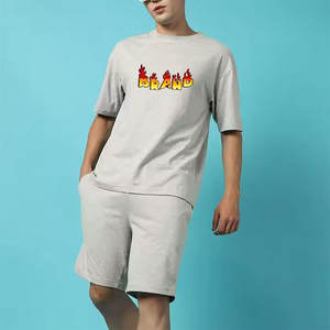 Conjunto de 2 piezas de moda de estilo callejero para hombre, chándal gris Haither de 100% algodón, personalizado al por mayor - Product Image 1