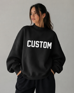 Suéter de cuello alto holgado para mujer, de invierno, personalizado, de forro polar, manga larga, informal, estilo urbano, proveedor de fábrica OEM - Product Image 1