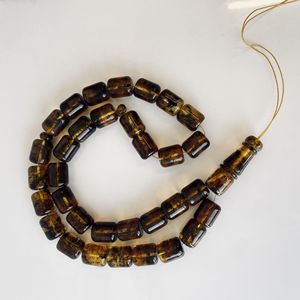 33 perles d'ambre, Tasbih vert-noir en ambre baltique naturel avec des inclusions naturelles - Product Image 6