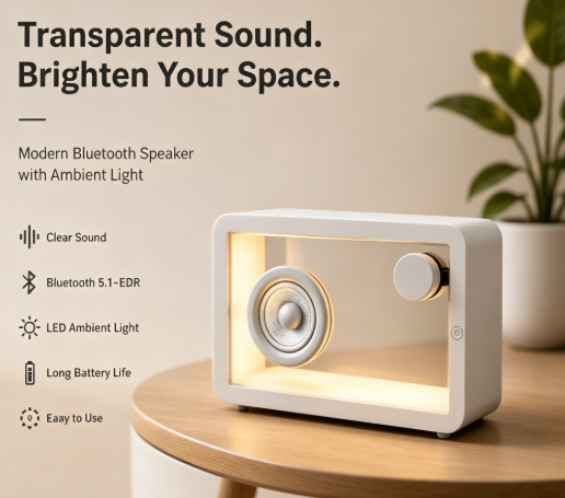 M8 Transparent Portable Bass Speaker 5.1+EDR Large Capacity Battery Home Audio