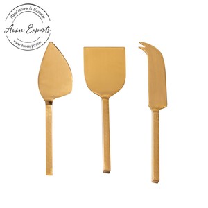 Modern Luxury Handcrafted 3Pcs Stainless Steel Flat Cheese Spreader <b>Set</b> with Marble Handle Used for Hotel Restaurants Breakfast - Product Image 5